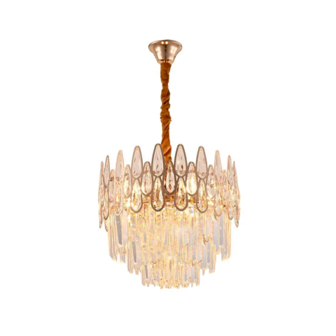 Candelabru Cristal ALHAMBRA Petito 3x E14, Diametru 30cm, Auriu Lucios, Inaltime Reglabila [1]