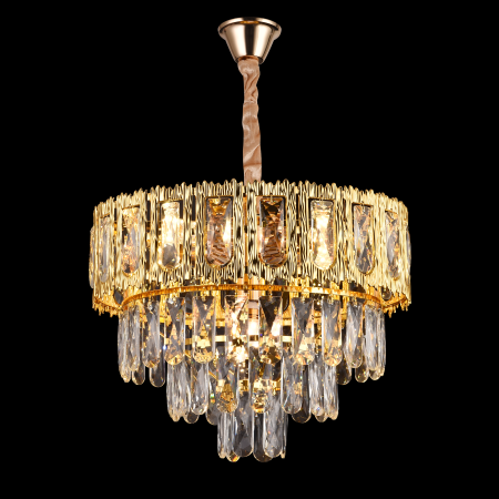 Candelabru Cristal BELVEDERE Nobile 5xE14, Diametru 40cm, Auriu Lucios, Inaltime Reglabila [2]