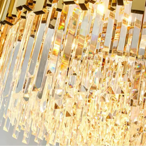 Candelabru Cristal BLOIS Eleganza, Diametru 49cm, 8x E14, Auriu Lucios, Inaltime Reglabila [2]