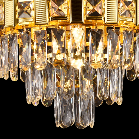 Candelabru Cristal BRAN Nobile 5xE14, Diametru 40cm, Auriu Lucios, Inaltime Reglabila [1]