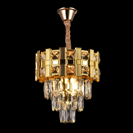 Candelabru Cristal BRAN Petito 3xE14, Diametru 30cm, Auriu Lucios, Inaltime Reglabila [2]