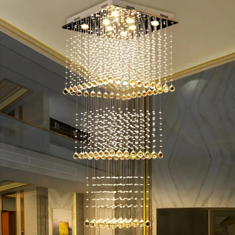 Corpuri de Iluminat - Candelabru Cristal LED 80W Saturnino Auriu 50cm