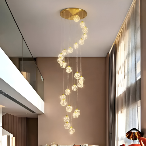 Candelabru Cristal LED KILKENNY Culmino, 144W, Lumina Neutra, Diametru 60cm, Auriu [3]