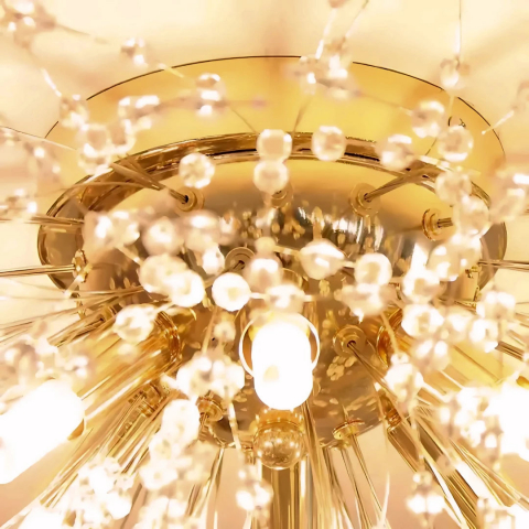 Candelabru Cristal RONDO Vivace, 5x G9, Diametru 40cm, Auriu Lucios [3]