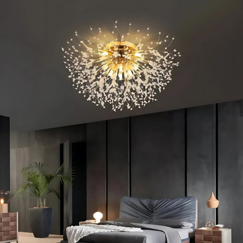 Corpuri de Iluminat - Candelabru Cristal RONDO Vivace, 8x G9, Diametru 60cm, Auriu Lucios