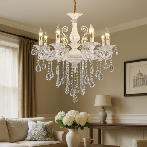 Candelabru Cristal SANSSOUCI Magno, 8xE14, Diametru 70cm, Alb [3]