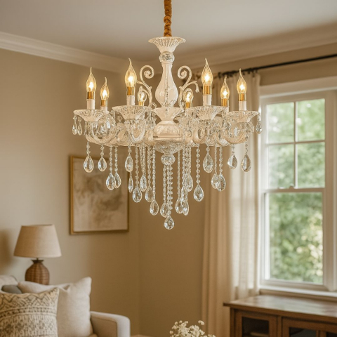 Candelabru Cristal SANSSOUCI Magno, 8xE14, Diametru 70cm, Alb [2]