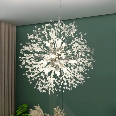 Candelabre Moderne - Candelabru Cristal Schonbrunn, 12x G9, Diametru 60cm, Argintiu Lucios, Inaltime Reglabila