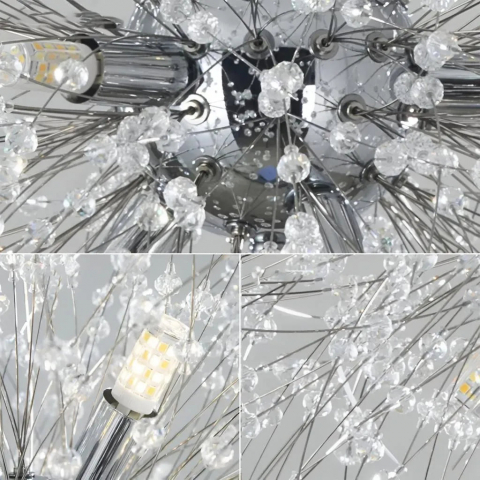 Candelabru Cristal Schonbrunn, 12x G9, Diametru 60cm, Argintiu Lucios, Inaltime Reglabila [1]