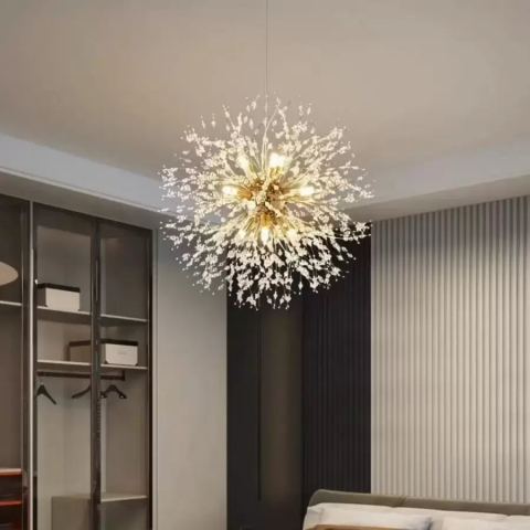 Candelabre Moderne - Candelabru Cristal Schonbrunn, 6x G9, Diametru 40cm, Auriu Lucios, Inaltime Reglabila