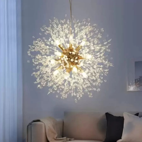 Candelabru Cristal Schonbrunn, 6x G9, Diametru 40cm, Auriu Lucios, Inaltime Reglabila [2]