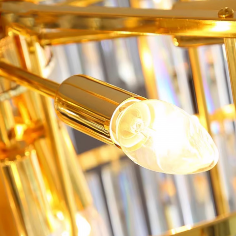 Candelabru Cristal TOPKAPI Nobile 6xE14, Diametru 40cm, Auriu Lucios, Inaltime Reglabila [1]