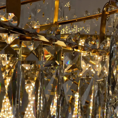 Candelabru Cristal TOPKAPI Nobile 6xE14, Diametru 40cm, Auriu Lucios, Inaltime Reglabila [3]