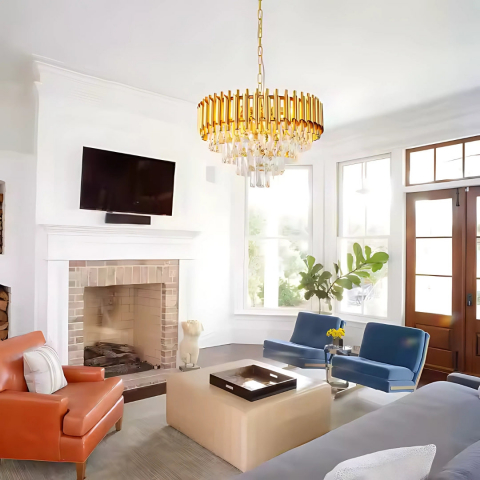 Candelabru Cristal VERSAILLES Eleganza 8x E14, Diametru 49cm, Auriu, Inaltime Reglabila [3]