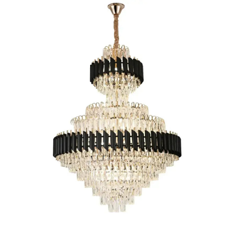 Candelabru Cristal VERSAILLES Grande Supremo 10xE14, Diametru 60cm x Inaltime 90cm, Auriu Lucios si Negru, Inaltime Reglabila [1]