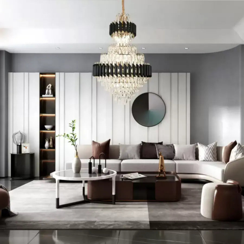 Candelabre Moderne - Candelabru Cristal VERSAILLES Grande Supremo 10xE14, Diametru 60cm x Inaltime 90cm, Auriu Lucios si Negru, Inaltime Reglabila