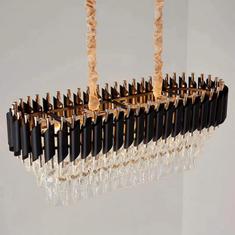 Candelabru Cristal VERSAILLES Regalis 10x E14, Diametru 80cm, Auriu Lucios si Negru, Inaltime Reglabila [3]