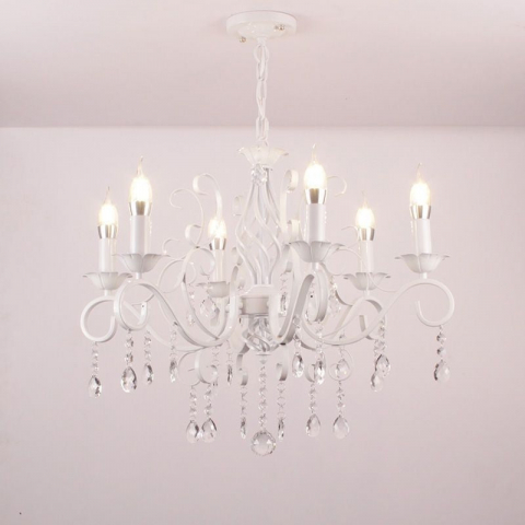 Candelabru DELLI SANTI 6xE14, Diametru 49cm, Alb, Inaltime Reglabila [1]