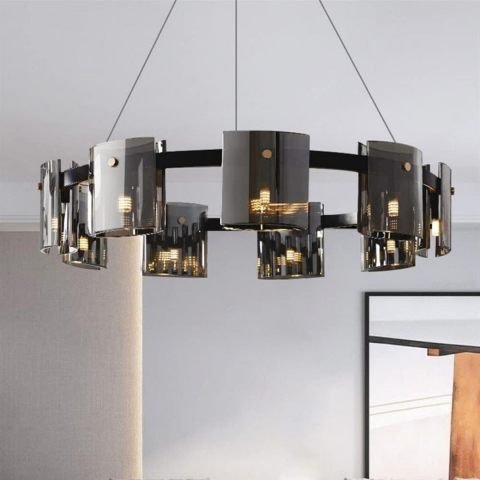 Candelabru Modern, REQUIEM Largo, 8xG9, Diametru 80cm, Negru, Inaltime Reglabila [3]