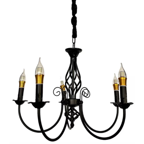 Candelabru Perla, 5xE14, Negru, Inaltime Reglabila [1]