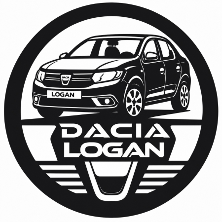 Ceasuri deco si personalizate - Ceas Decorativ Dacia Logan din Lemn Taiat Laser – Negru Mat | Cadou Pasionati Auto