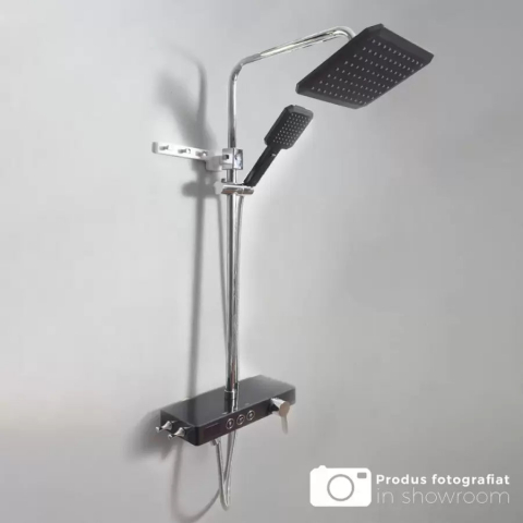 Baterii & Coloane de Duș - Coloana Dus Afisaj LCD Inox Negru Argintiu SJG/006