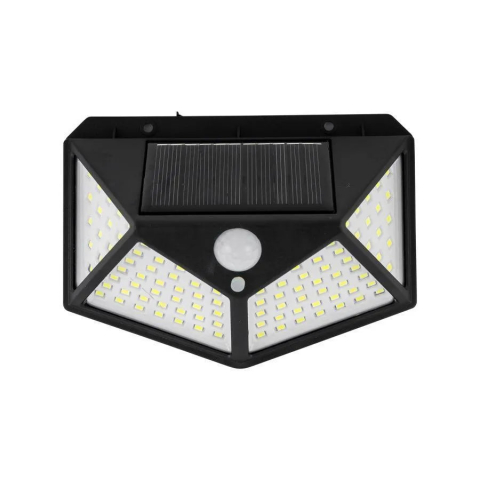 Iluminat de Exterior - Lampa Solara cu Senzor de Miscare, 100 LED-uri, 20W, IP.65, Negru