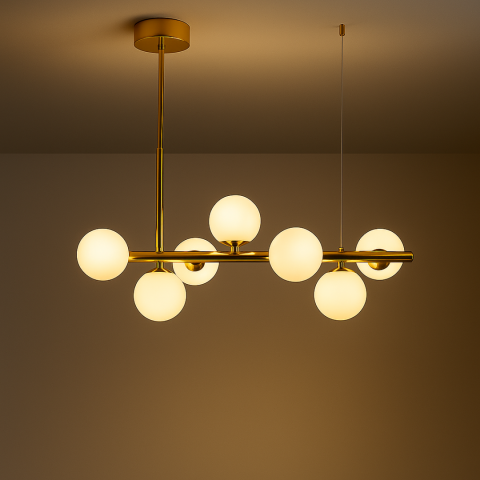 Lustra cu bec moderna LOFT Pavilion, 7x G9, Auriu, Metal, Inaltime Reglabila [2]
