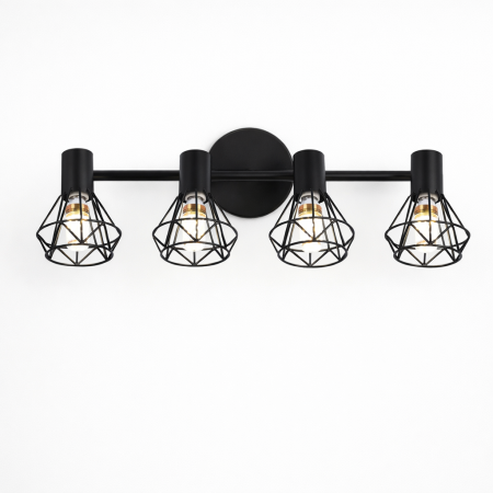 Lustră DIAMOND Negru cu 4 Abajururi Tip Diamant, E14, Design Modern pentru Hol, Living sau Dormitor