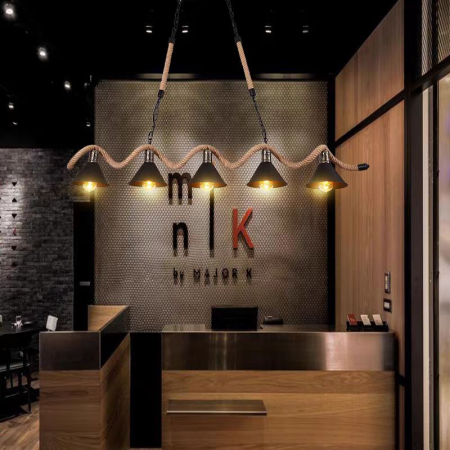 Lustre Vintage - Lustra Franghie, 5*E27, Maro, Metal si Sfoara LV570/5BK