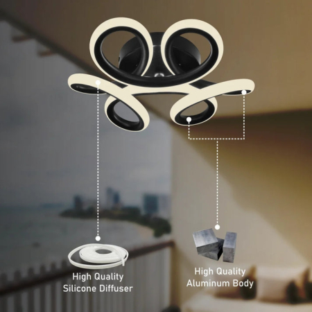 Lustra LED 15W, negru mat, lumina rece/calda/neutra, design spiral, moderna [4]