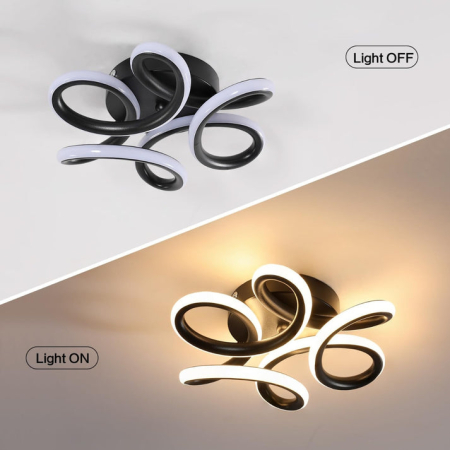 Lustra LED 15W, negru mat, lumina rece/calda/neutra, design spiral, moderna [8]