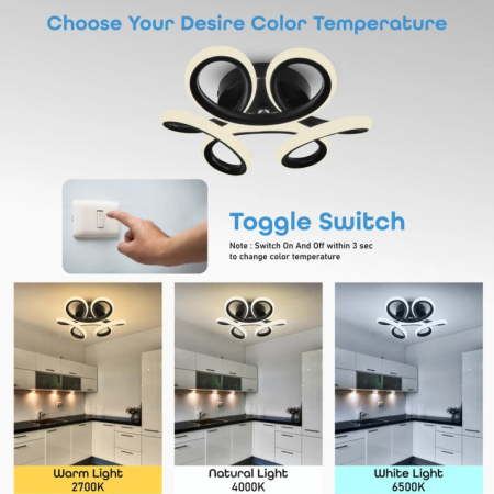 Lustra LED 15W, negru mat, lumina rece/calda/neutra, design spiral, moderna [6]