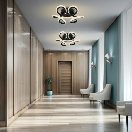 Lustra LED 15W, negru mat, lumina rece/calda/neutra, design spiral, moderna [5]