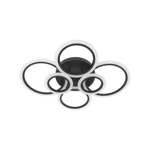 Lustra LED, 6 Cercuri, Dimabila, cu Telecomanda, 140 W, Negru, Lumina Rece/Calda/Neutra [9]