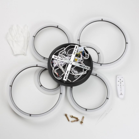 Lustra LED, 6 Cercuri, Dimabila, cu Telecomanda, 140 W, Negru, Lumina Rece/Calda/Neutra [5]