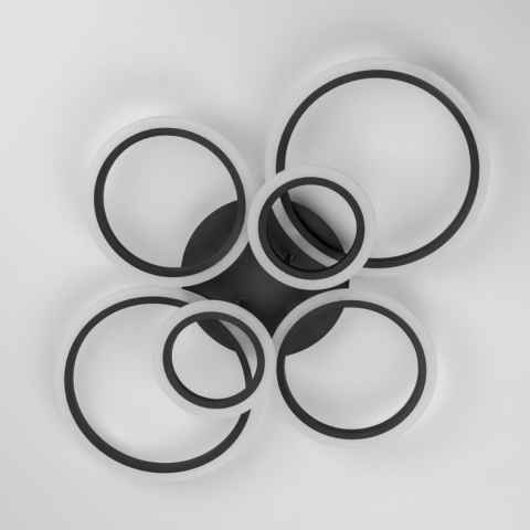 Lustra LED, 6 Cercuri, Dimabila, cu Telecomanda, 140 W, Negru, Lumina Rece/Calda/Neutra [4]