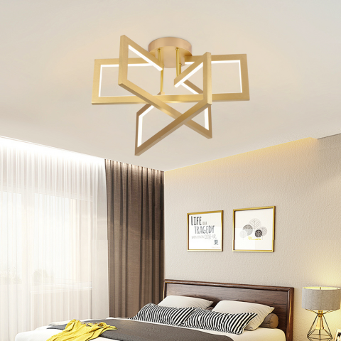 Lustra LED 71W cu telecomanda, 3 elemente, dimabila, finisaj auriu , moderna [4]