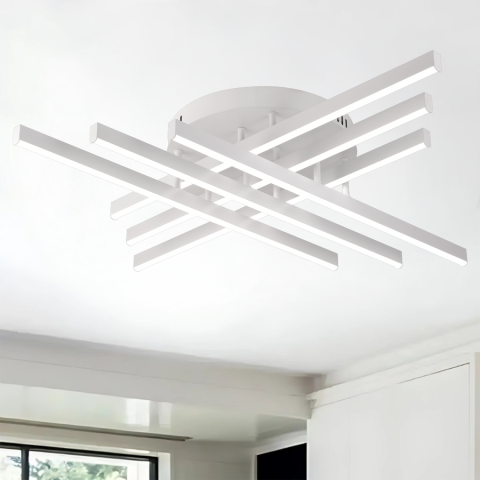 Lustra LED 82W cu telecomanda, iluminare CCT, design alb modern [5]