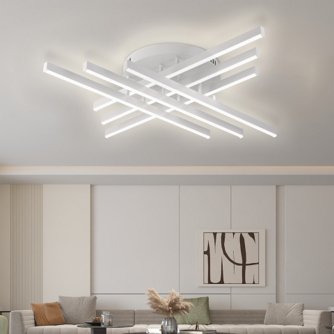 Lustra LED 82W cu telecomanda, iluminare CCT, design alb modern [7]