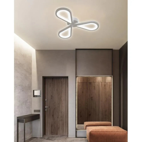 Lustre LED Aplicate - Lustra LED moderna 18W, 3 petale florale, lumina neutra 4000K, design alb mat, interior tavan IP20