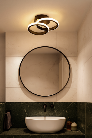 Lustre LED - Lustra LED Circulara 24W – 2 brate, finisaj negru, design modern - MEC