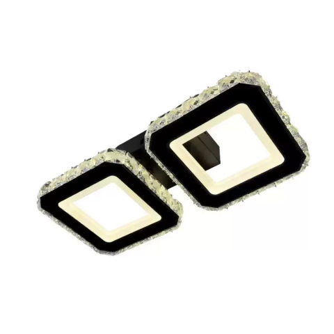 Lustra LED cristal QUADRIS 24W, 2 Patrate, lumina Rece/Calda/Neutra, Dimabila, Negru [3]