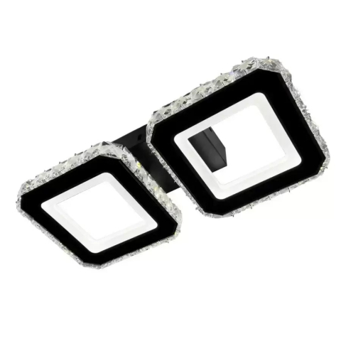 Lustre LED - Lustra LED cristal QUADRIS 24W, 2 Patrate, lumina Rece/Calda/Neutra, Dimabila, Negru