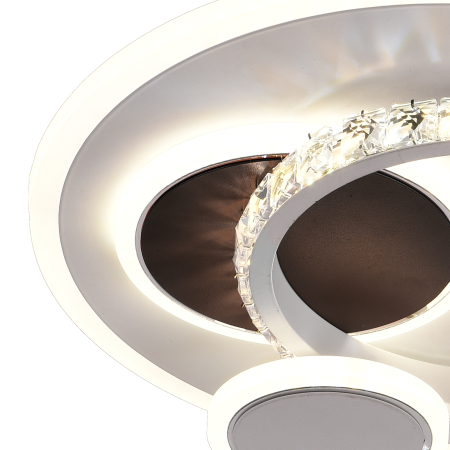 Lustră LED modernă cu cristale, 43W, 4 cercuri interconectate, lumină rece/caldă/neutră, finisaj negru mat [1]