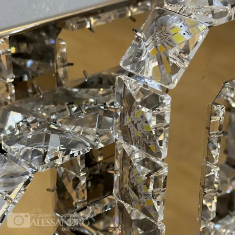 Lustra LED cu cristal JEREMIAH 34W, 2 Patrate, lumina Rece/Calda/Neutra, Dimabila, Crom Lucios [1]