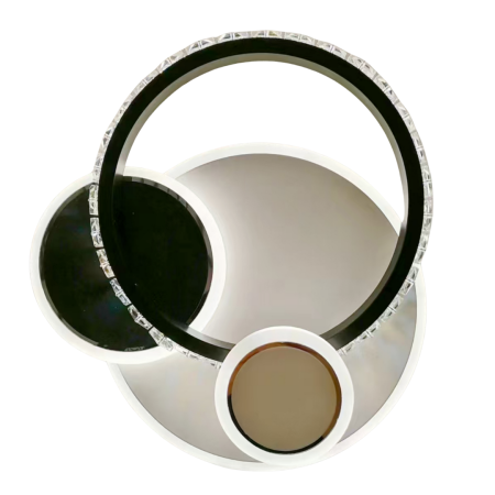 Lustre LED & Cristale - Lustra LED cu cristal PRISMIQ 30W, 3 Cercuri, lumina Rece/Calda/Neutra, Negru