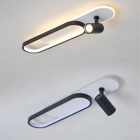 Lustră LED 49W cu proiector reglabil, lumină caldă/rece/neutră, Acril & Metal, Negru – Alessandro [3]