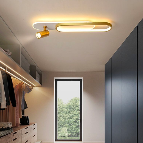 Lustre LED - Lustra LED moderna cu proiector reglabil, lumina rece-calda-neutra, 49W, finisaj auriu lucios