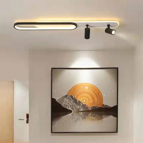 Lustre LED Aplicate - Lustra LED cu Proiector Reglabil FISSO Camilla 49W, lumina Rece/Calda/Neutra, Negru